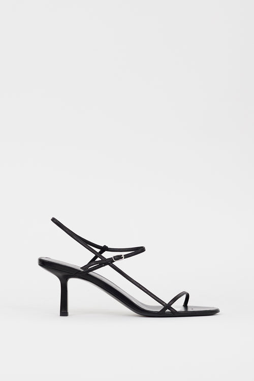 Black Leather Bare Heeled Sandal