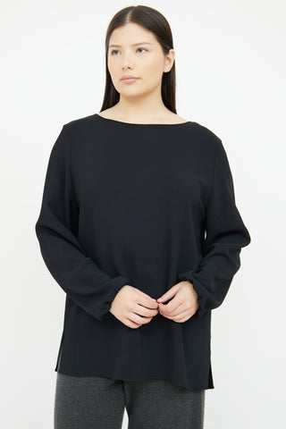 The Row Black Long Sleeve Top