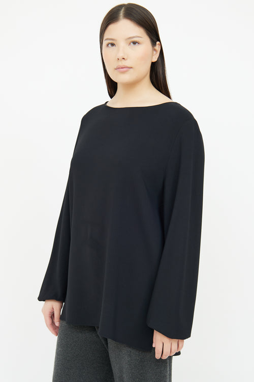 The Row Black Long Sleeve Top