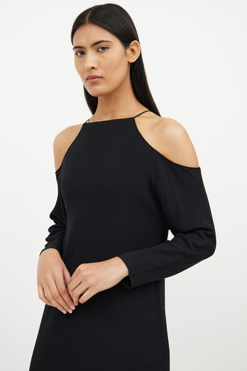 Black Cold Shoulder Long Sleeve Dress