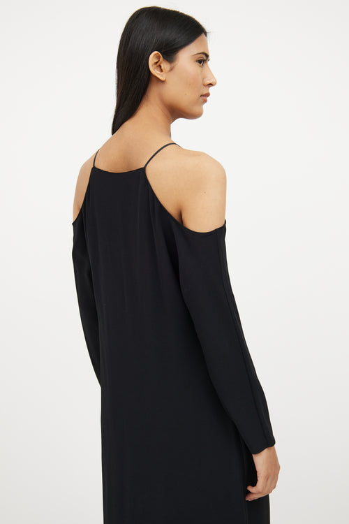 Black Cold Shoulder Long Sleeve Dress