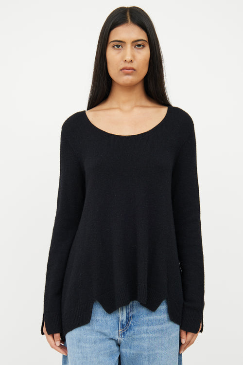 The Row Black Cashmere Knit Scoop Neck Sweater