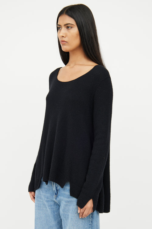 The Row Black Cashmere Knit Scoop Neck Sweater