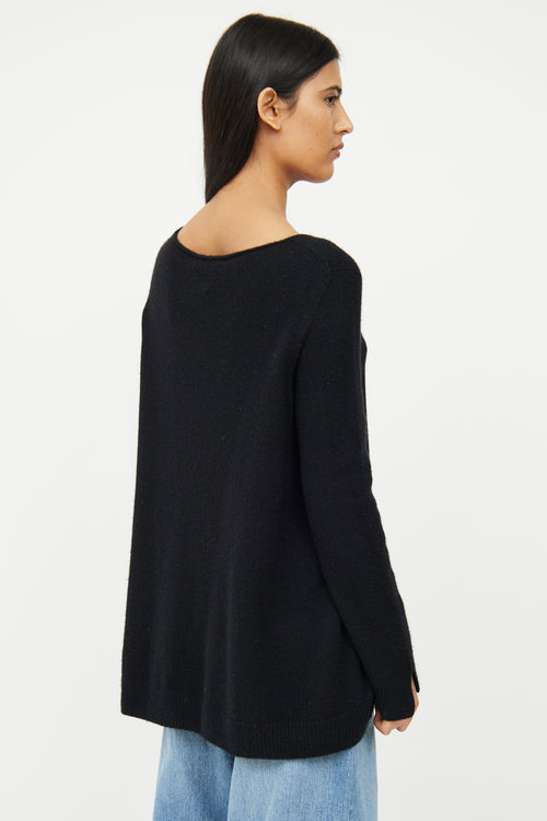 The Row Black Cashmere Knit Scoop Neck Sweater