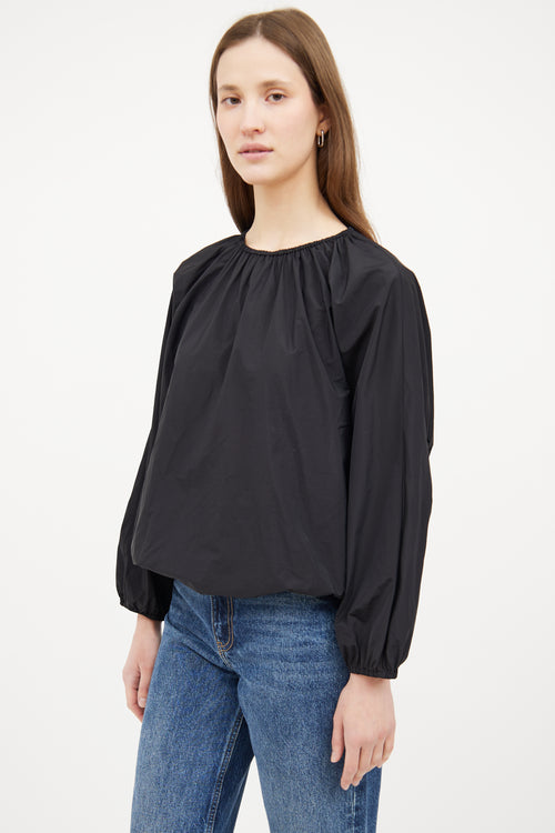 Nylon Cinched Long Sleeve Top