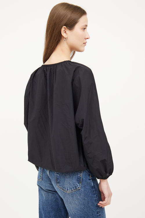 Nylon Cinched Long Sleeve Top