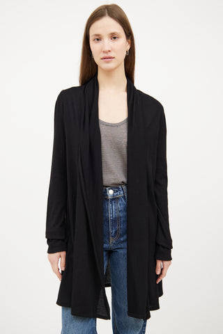 Black Open Front Long Sleeve Cardigan