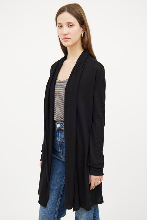 Black Open Front Long Sleeve Cardigan