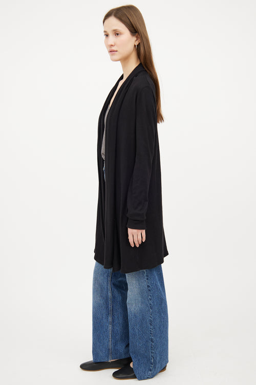 Black Open Front Long Sleeve Cardigan