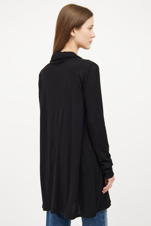 Black Open Front Long Sleeve Cardigan