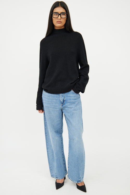 The Row Black Cashmere Knit Sweater