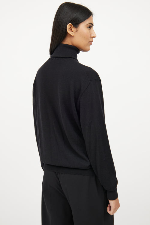 Black Wool Cashmere Long Sleeve Sweater