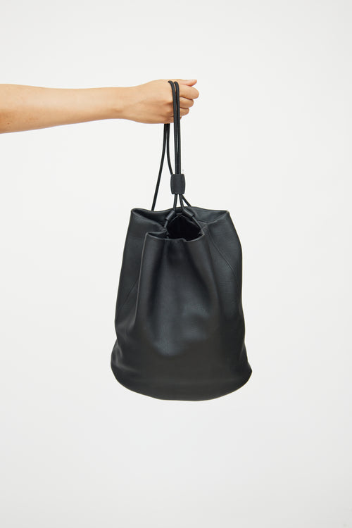 The Row Black Leather Joe Backpack