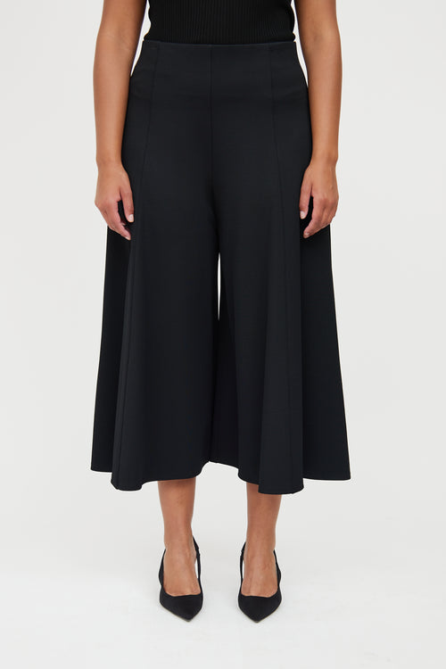 The Row Black Cropped Culotte Pant