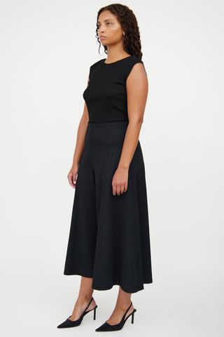 The Row Black Cropped Culotte Pant