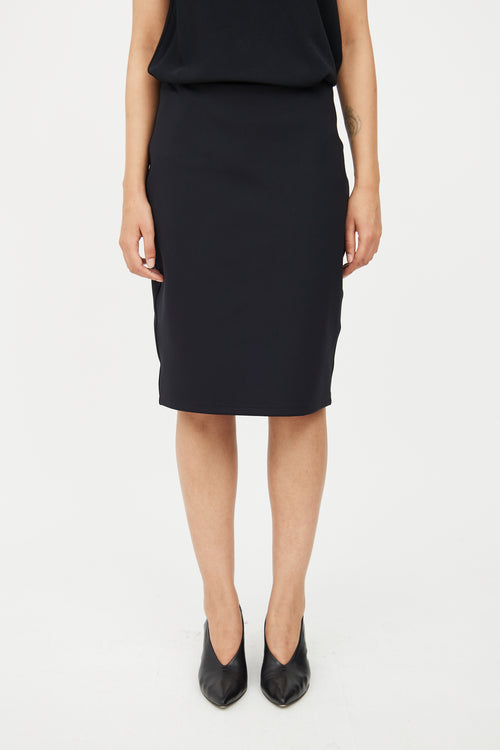 The Row Black Neoprene Midi Skirt