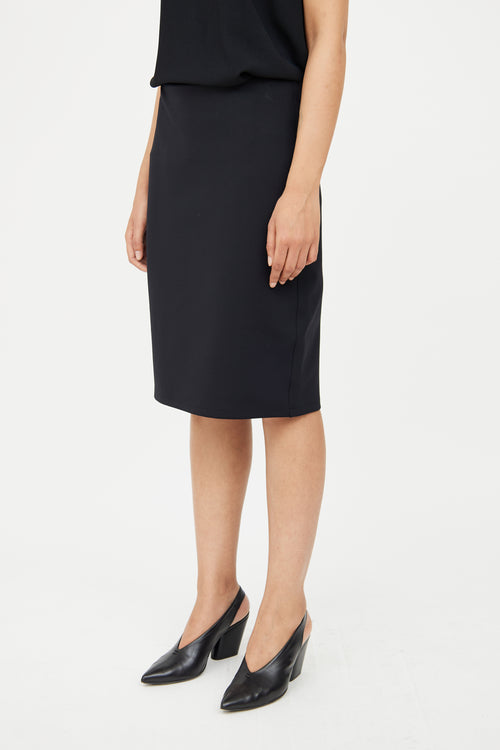 The Row Black Neoprene Midi Skirt