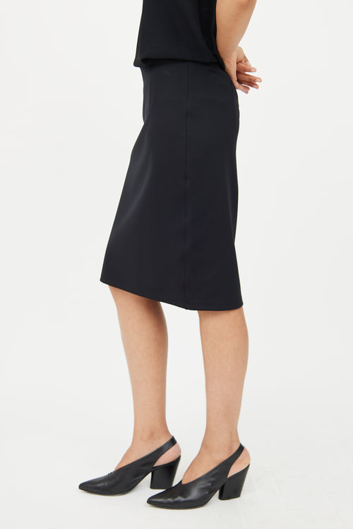 The Row Black Neoprene Midi Skirt