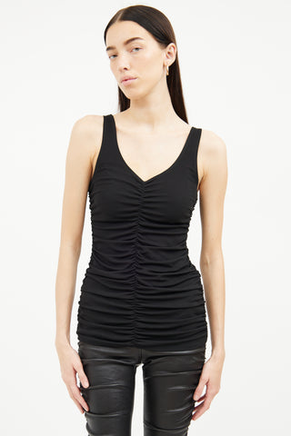 The Row Black Ruched Sleeveless Top