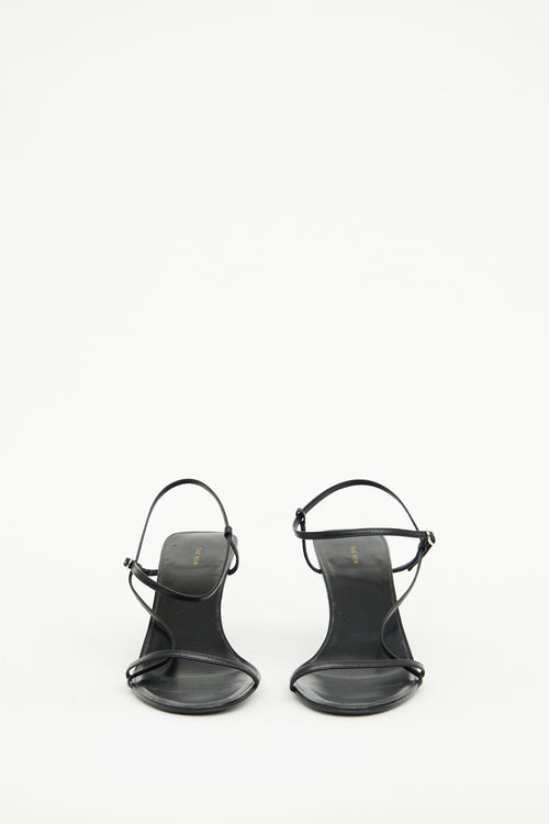 The Row Black Leather Bare Heeled Sandals