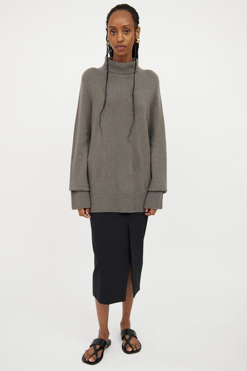 The Row Grey Highneck Long Sleeve Sweater