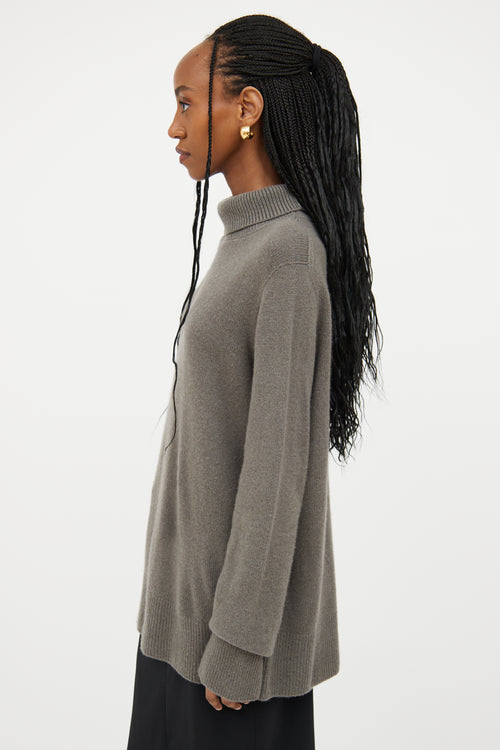 The Row Grey Highneck Long Sleeve Sweater