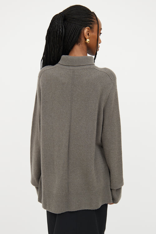 The Row Grey Highneck Long Sleeve Sweater