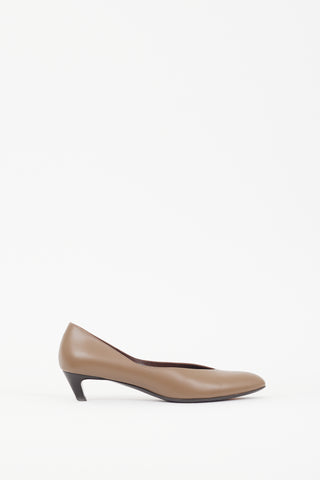 The Row Taupe Leather Almond Toe Pump