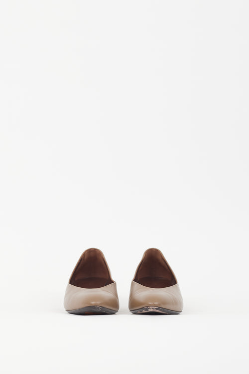 The Row Taupe Leather Almond Toe Pump