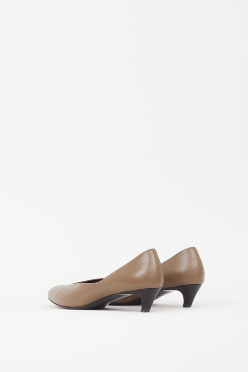 The Row Taupe Leather Almond Toe Pump