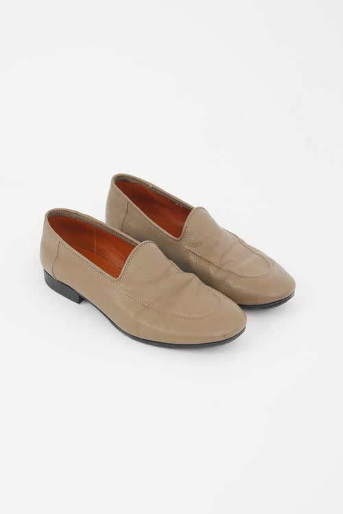 The Row Brown Pebbled Leather Loafer