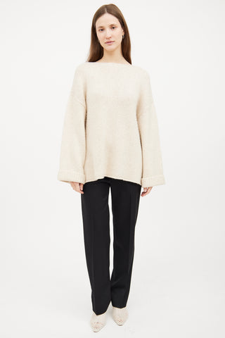 Cream Silk 
Cashmere Knit Long Sleeve Sweater