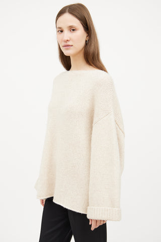 Cream Silk 
Cashmere Knit Long Sleeve Sweater