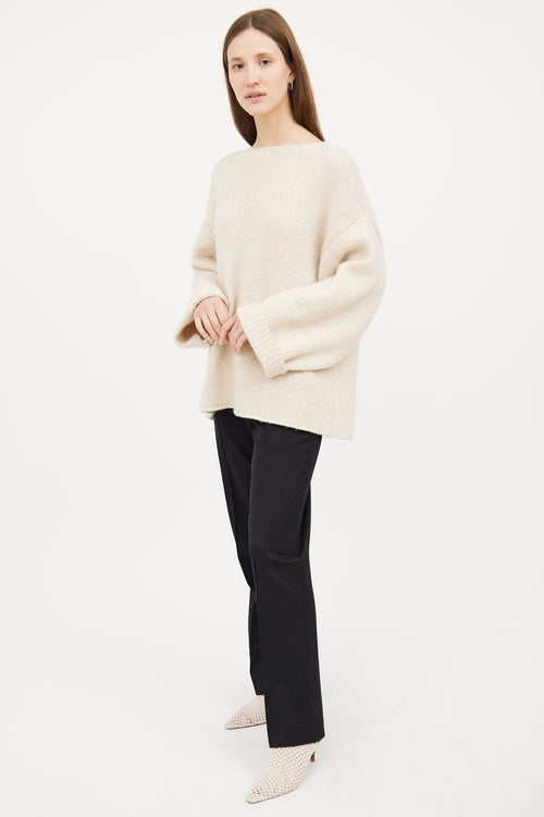 Cream Silk 
Cashmere Knit Long Sleeve Sweater