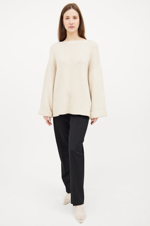 Cream Silk 
Cashmere Knit Long Sleeve Sweater