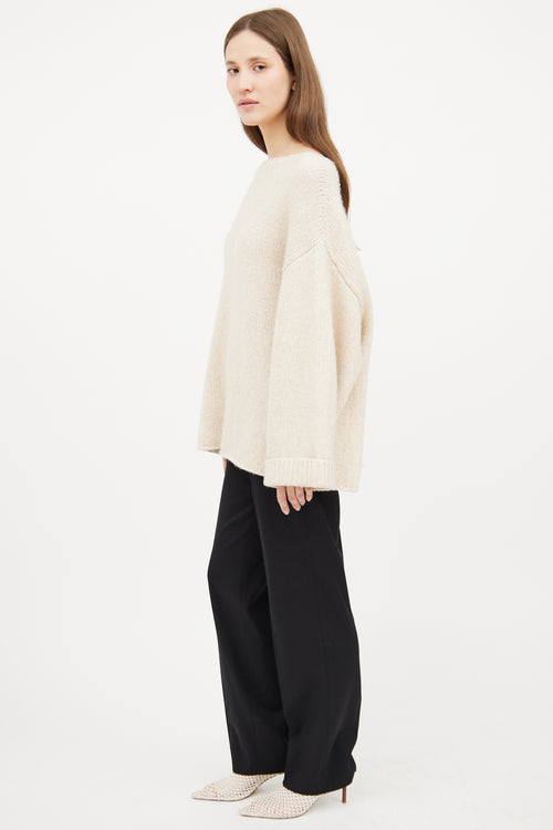 Cream Silk 
Cashmere Knit Long Sleeve Sweater