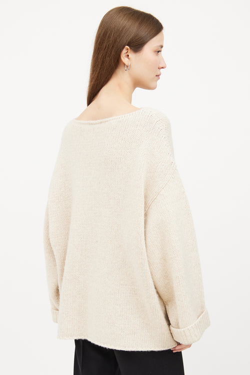 Cream Silk 
Cashmere Knit Long Sleeve Sweater