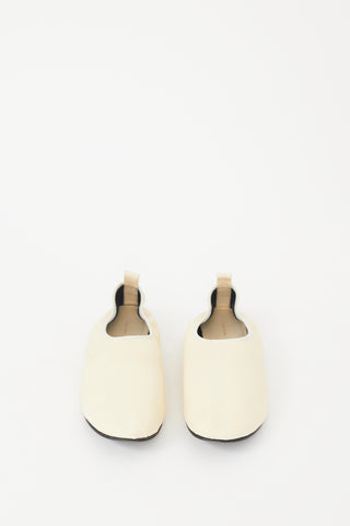 The Row Cream Leather Ozzy Slipper Flat