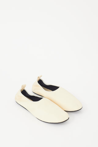 The Row Cream Leather Ozzy Slipper Flat