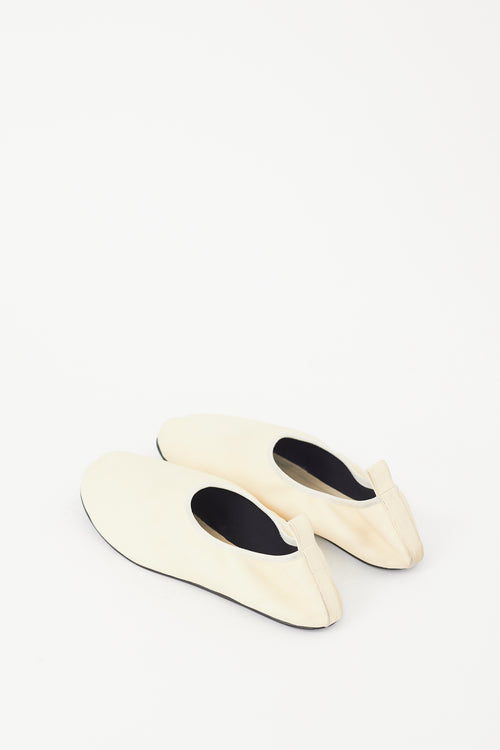 The Row Cream Leather Ozzy Slipper Flat