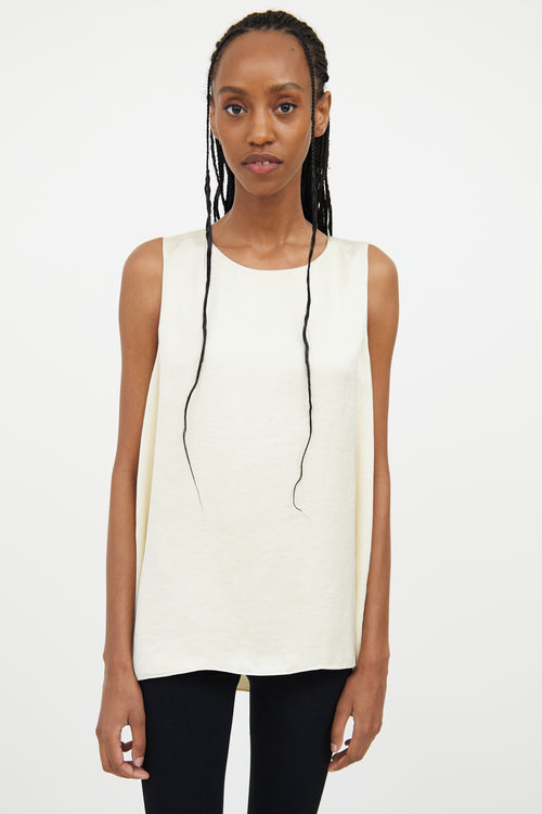 The Row Cream Satin Sleeveless Top