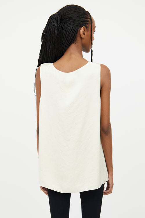 The Row Cream Satin Sleeveless Top