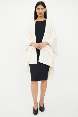 The Row Cream Cashmere Knit Shawl