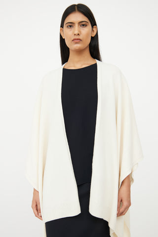 The Row Cream Cashmere Knit Shawl