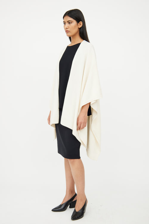 The Row Cream Cashmere Knit Shawl