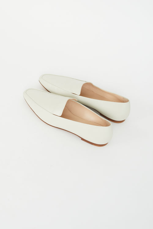 The Row Cream Leather Minimal Loafer