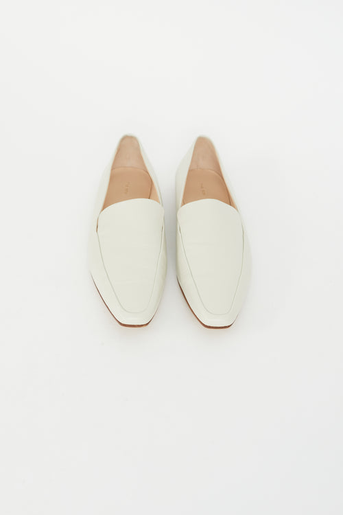 The Row Cream Leather Minimal Loafer