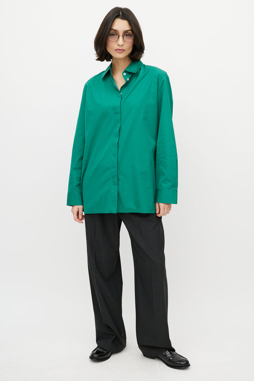 The Row Green Cotton Big Sisea Button Up