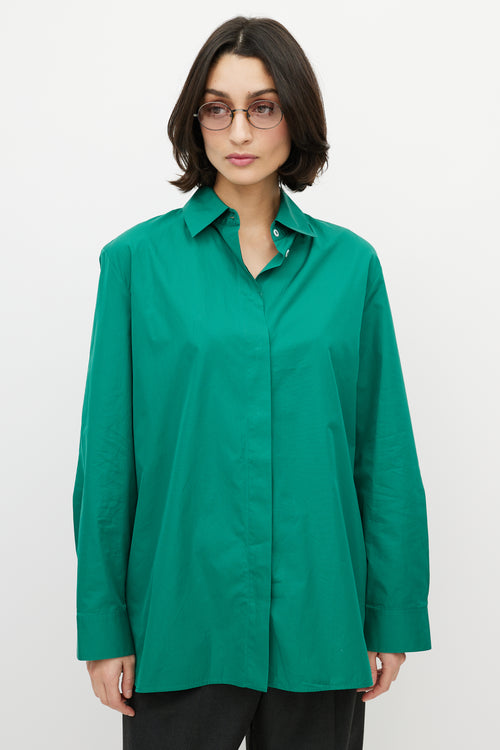 The Row Green Cotton Big Sisea Button Up