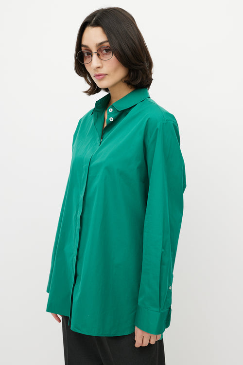 The Row Green Cotton Big Sisea Button Up